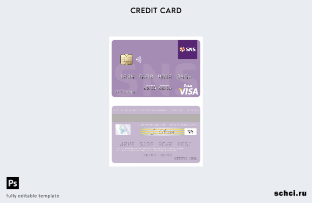 цифровая загрузка шаблона дебетовой карты Visa SNS Bank в Нидерландах